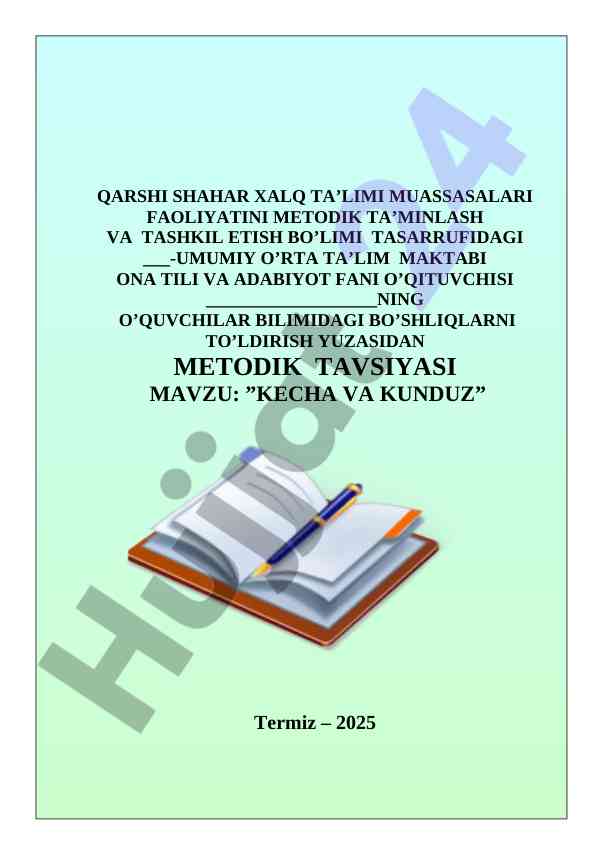 Metodik tavsiyalar bilim bo‘shliqlarini to‘ldirish