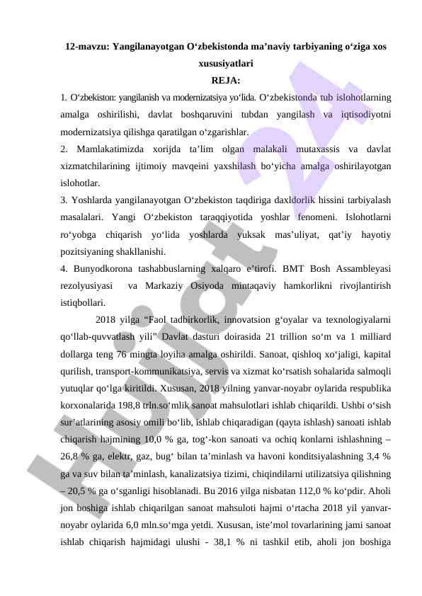 Yangilanayotgan o‘zbekistonda ma’naviy tarbiyaning xususiyatlari