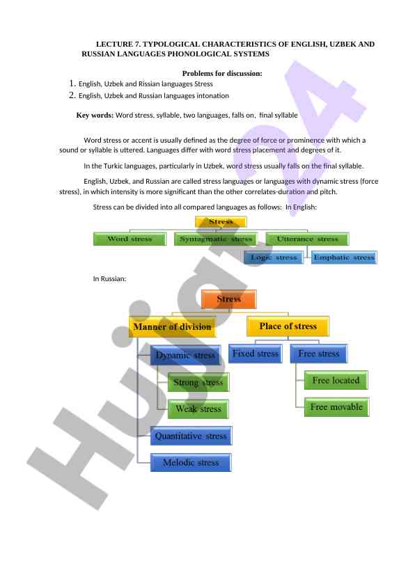 Typological characteristics of english uzbek and russian languages