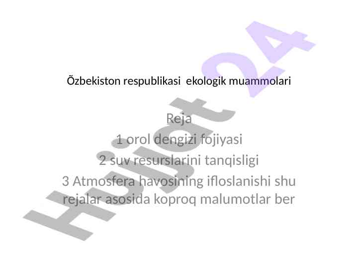 O‘zbekiston respublikasi ekologik muammolari tahlili