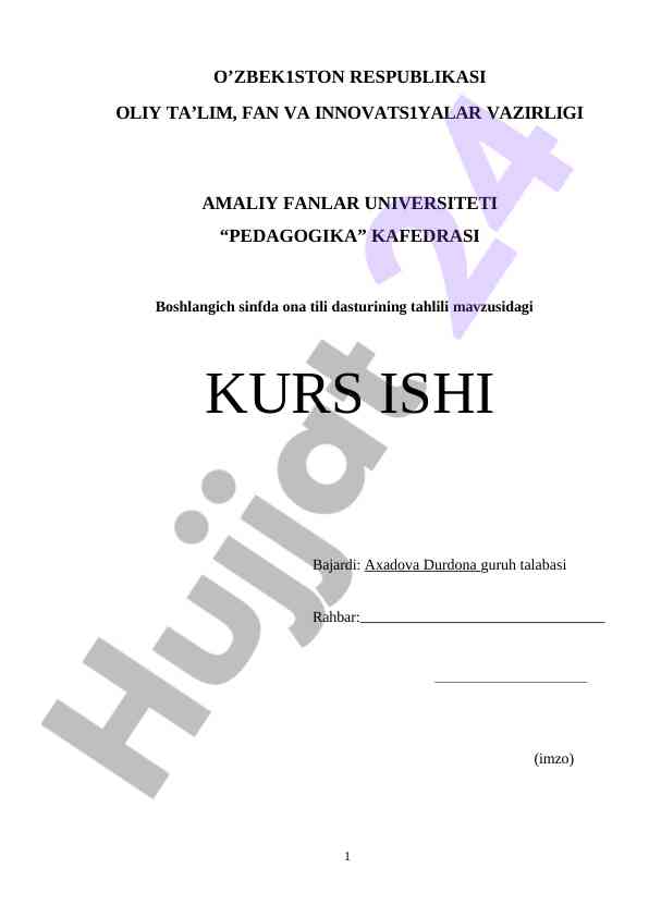 Boshlang‘ich sinfda ona tili dasturining tahlili