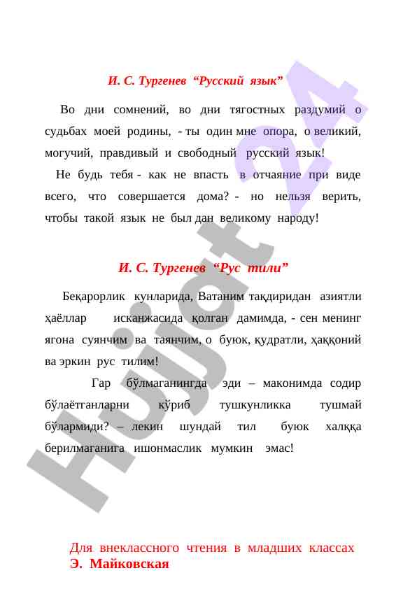 Русский язык тургенева и.с.