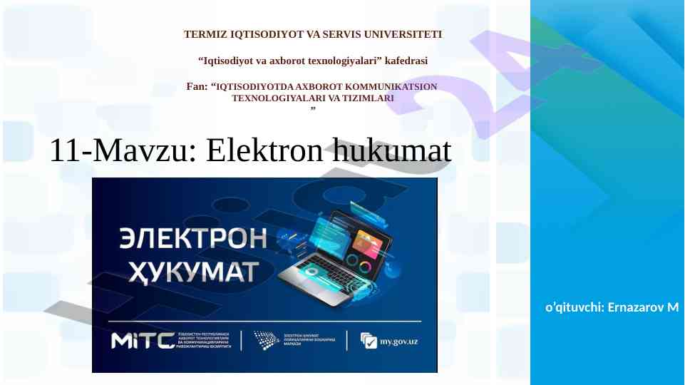 Elektron hukumat tushunchasi va vazifalari