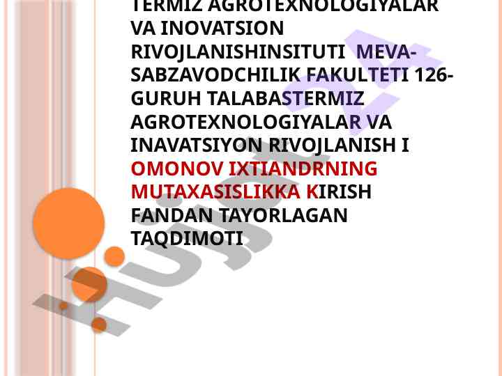 Texnik ekinlar mahsulotlarini saqlash va dastlabki qayta ishlash