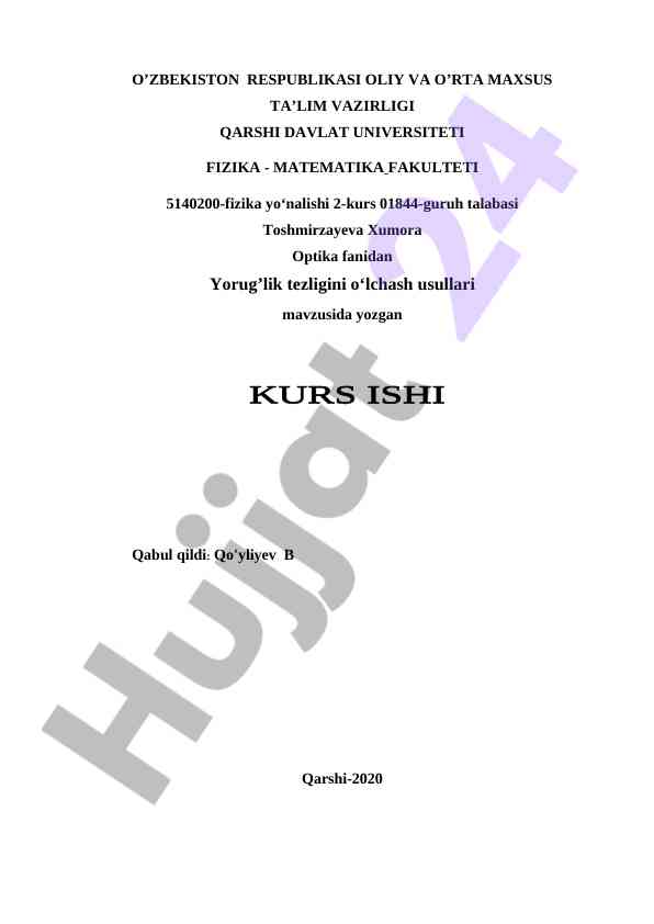 Yorug'lik Tezligini O'lchash Usullari