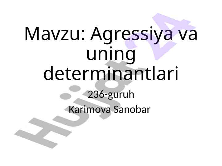Agressiya va uning determinantlari tahlili