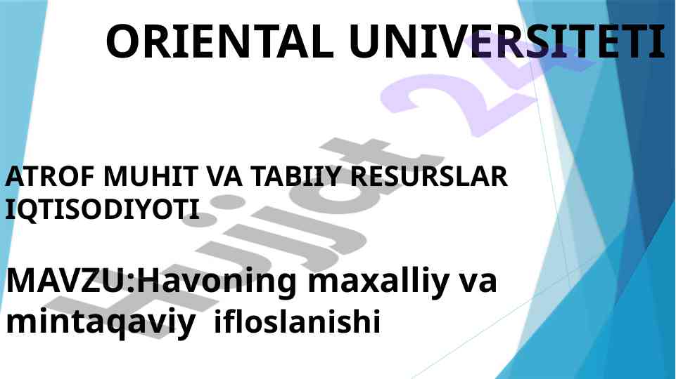 Havoning maxalliy va mintaqaviy ifloslanishi tahlili