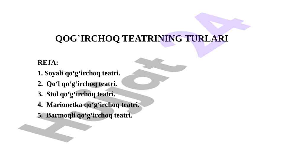 Qo‘g‘irchoq teatrining turlari va sahnalashtirish