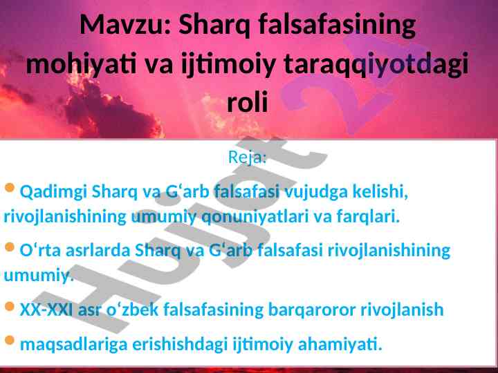 Sharq falsafasi va ijtimoiy taraqqiyotdagi roli