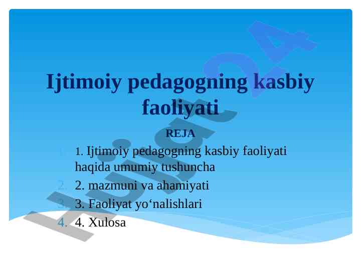 Ijtimoiy pedagogning kasbiy faoliyati tahlili