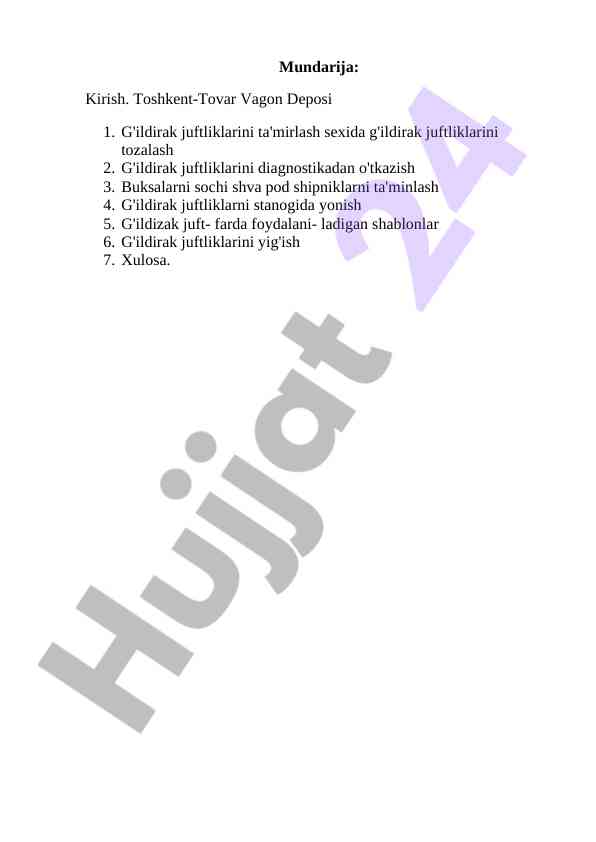 Toshkent-tovar vagon deposida g'ildirak juftliklarini ta'mirlash