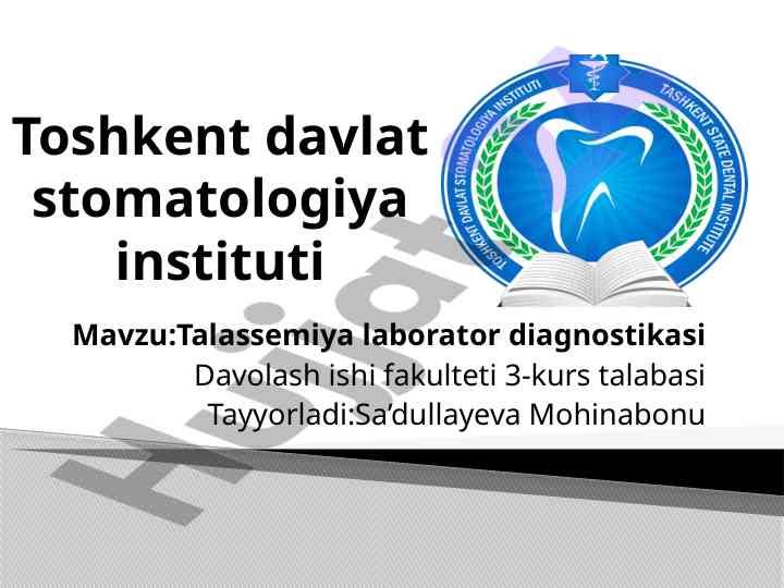 Talassemiya laborator diagnostikasi haqida ma'lumotlar