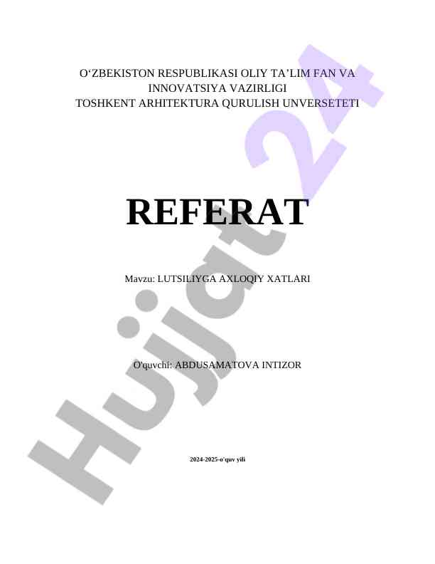LUTILISHGA AXLOQIY XATLARI