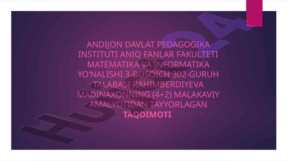 Matematika va informatika yo‘nalishi taqdimoti