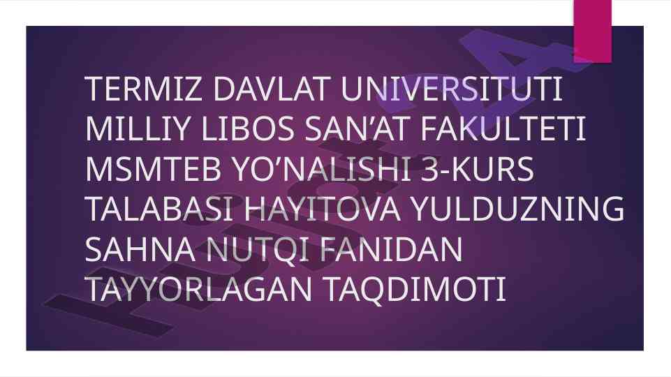 O‘zbek sahna nutqining shakllanishi va tarixi