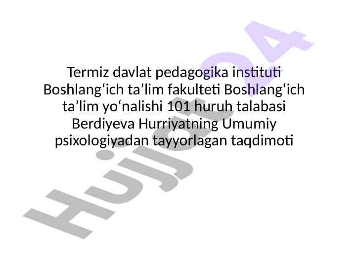 Tarbiya psixologiyasi taqdimoti