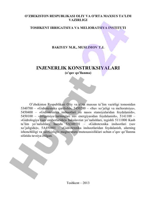 Injenerlik konstruksiyalari o’quv qo’llanmasi
