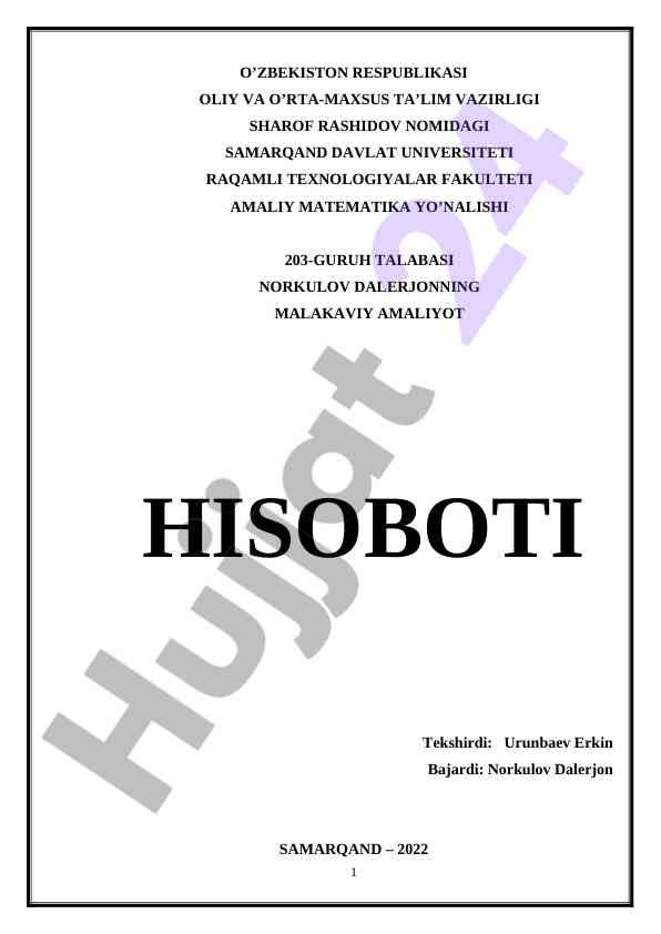 Amaliy masalalar matritsa va xos vektorlar