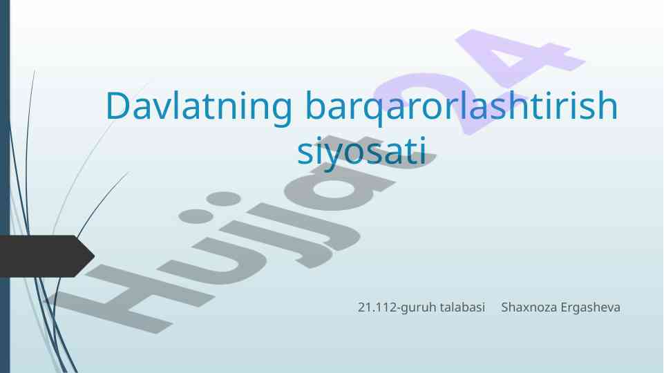 Davlatning barqarorlashtirish siyosati asoslari