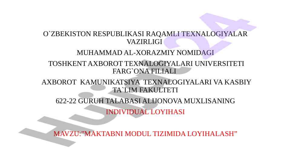 Maktabni modul tizimida loyiha rejalashtirish