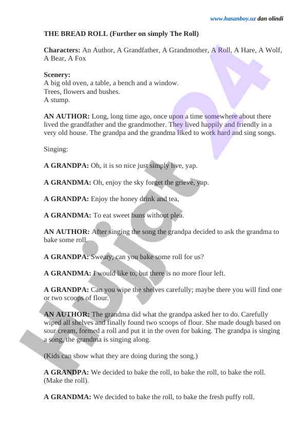 The bread roll story characters and scenery overview