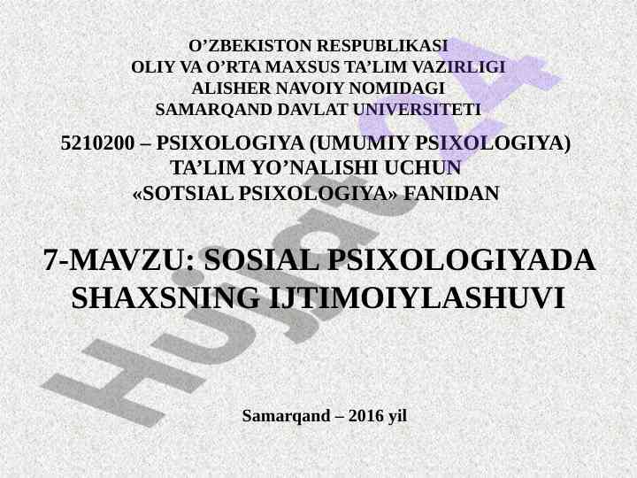 Sotsial psixologiyada shaxsning ijtimoiylashuvi