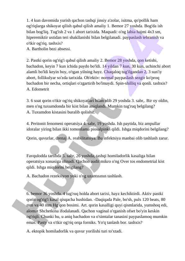 Tashqi jinsiy a'zolar og'rig'i va tashxis tahlili