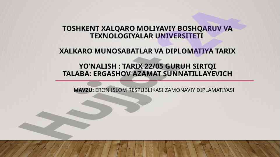 Eron islom respublikasi zamonaviy diplomatiyasi