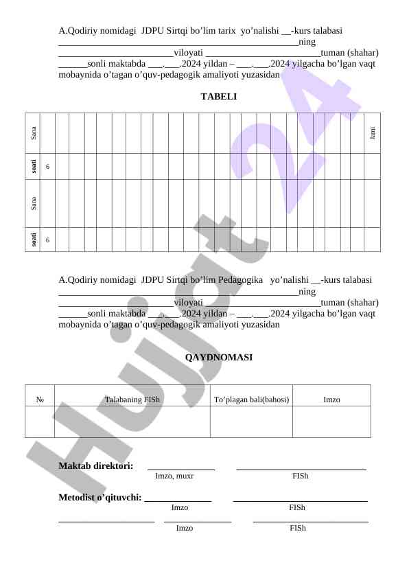 O‘quv-Pedagogik Amaliyot Hisoboti