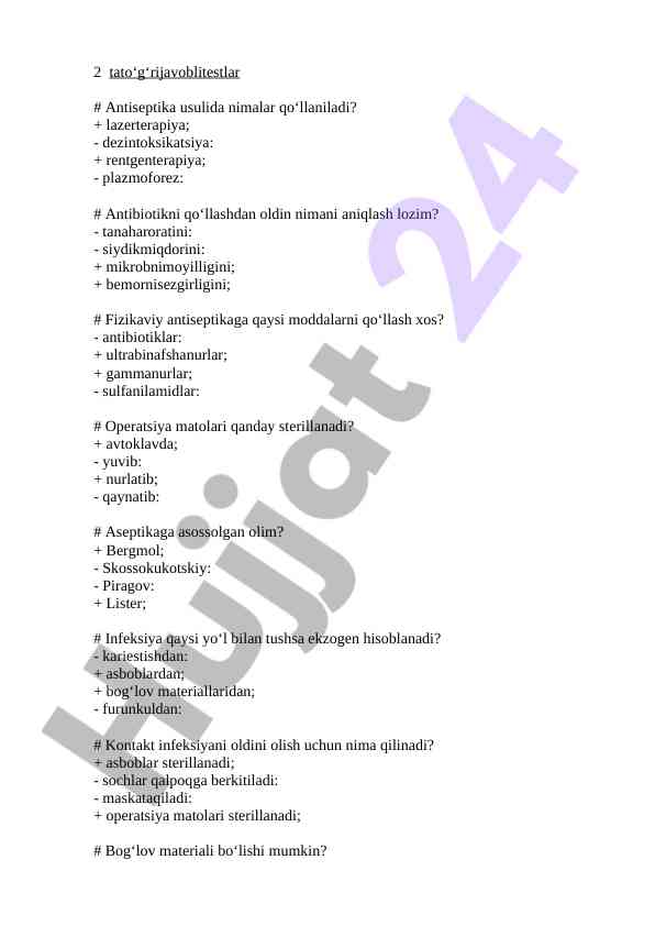 Antiseptika va infektsiya oldini olish usullari