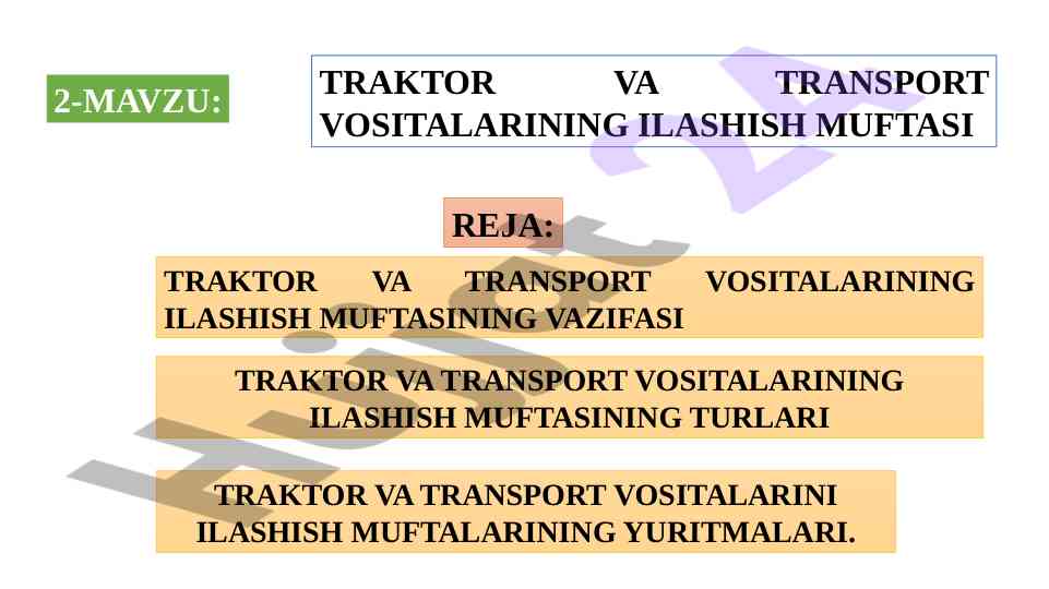 Traktor va transport vositalarining ilashish muftasi
