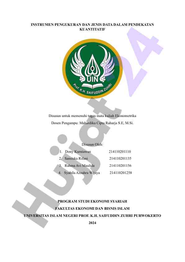 Instrumen pengukuran dan jenis data kuantitatif