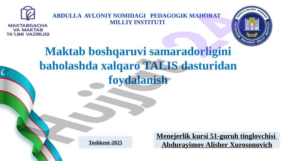 Talis dasturi orqali maktab boshqaruvini baholash
