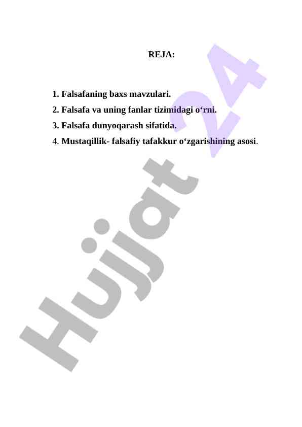 Falsafaning baxs mavzulari haqida