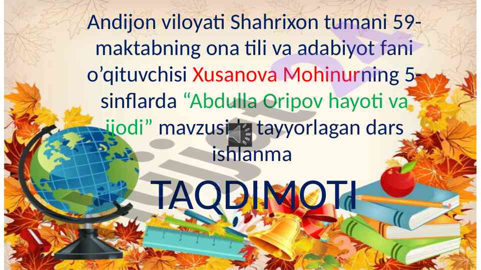 Abdulla oripov hayoti va ijodi dars ishlanmasi