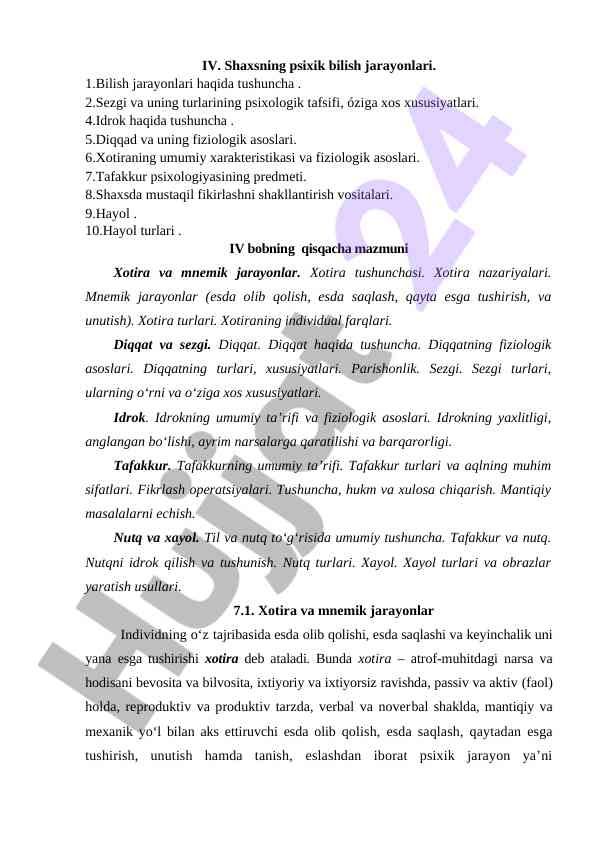 Shaxsning psixik bilish jarayonlari