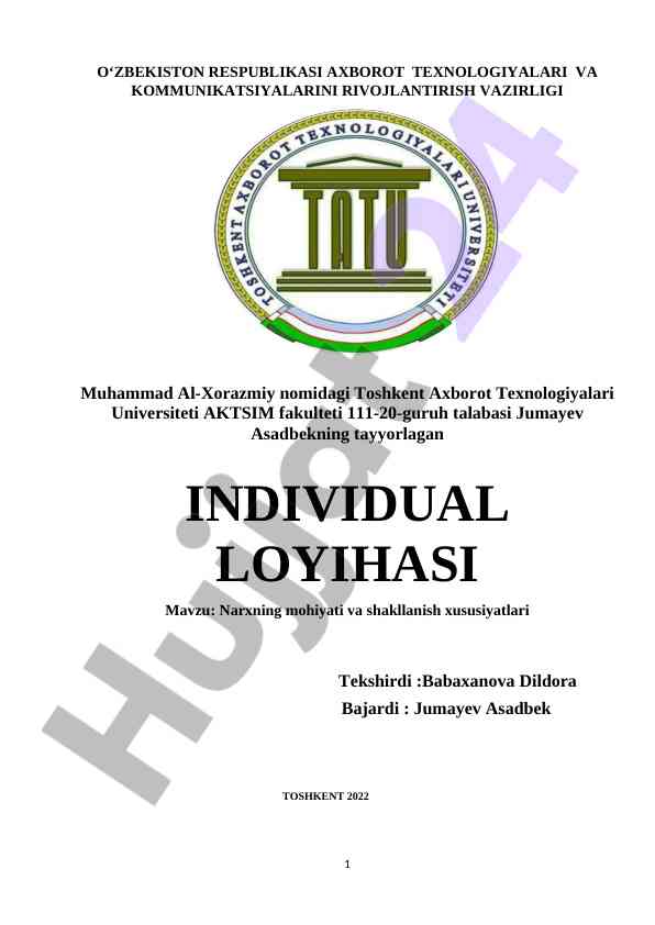 Narxning mohiyati va shakllanish xususiyatlari