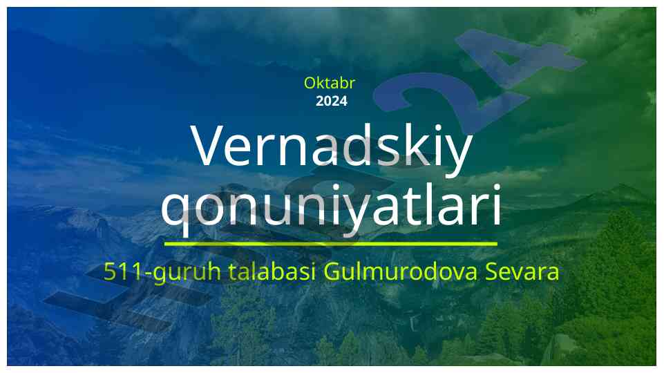Biosfera va vernadskiy qonuniyatlari haqida