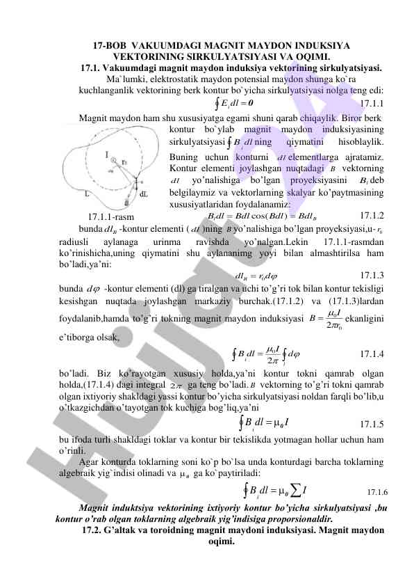 Vakuumdagi magnit maydon induksiya vektorining sirkulyatsiyasi