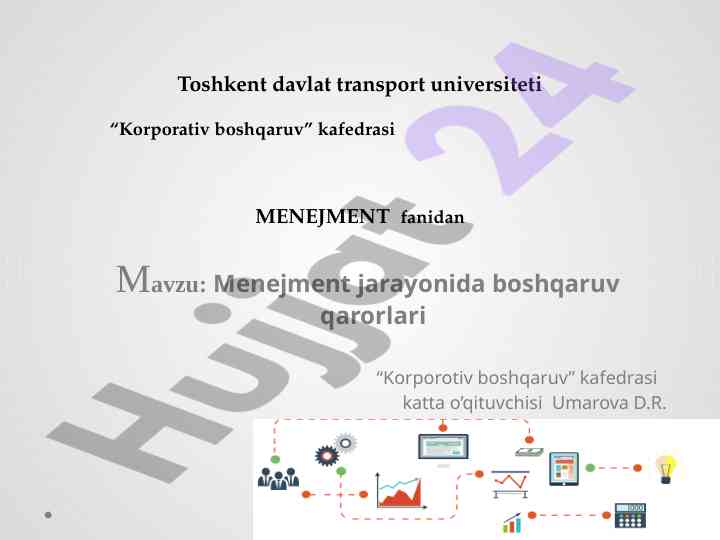 Boshqaruv qarorlarining moxiyati va tasnifi