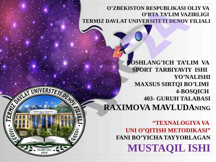 Texnologiya va uni o’qitish metodikasi