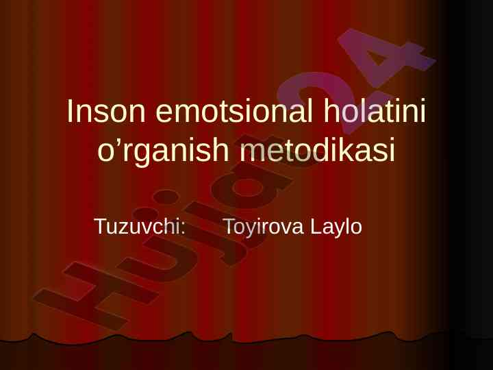 Inson emotsional holatini o'rganish metodikasi