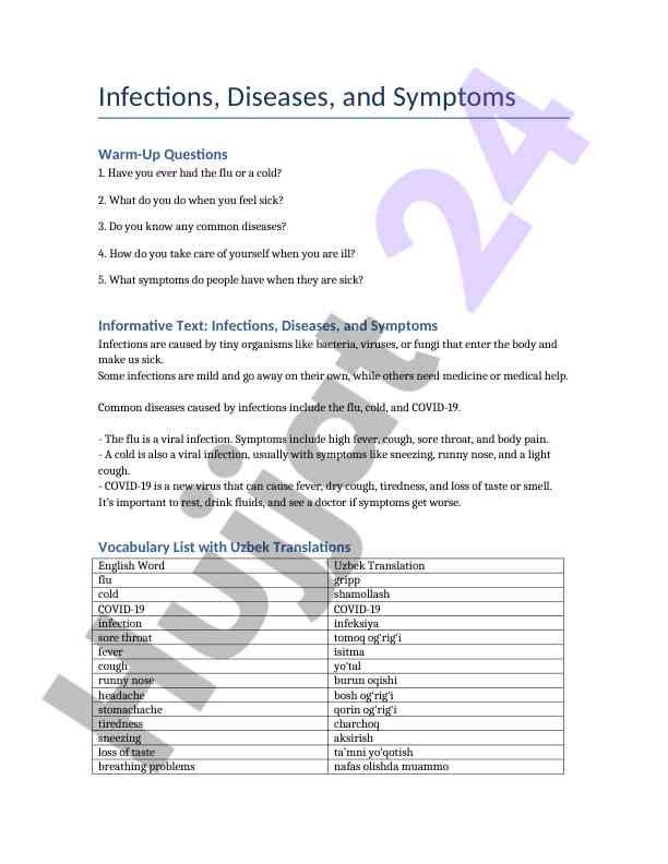 Infections diseases and symptoms informative guide