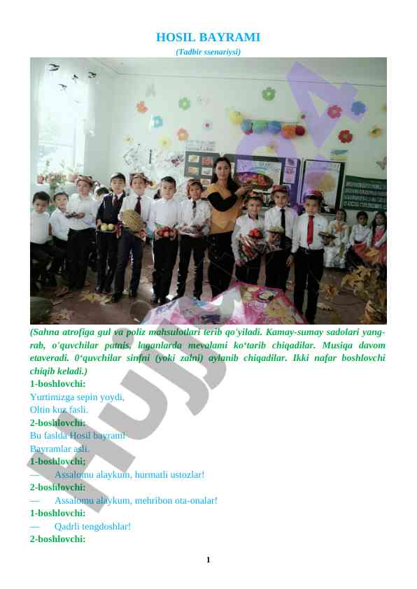 Hosil bayrami tadbir ssenariysi