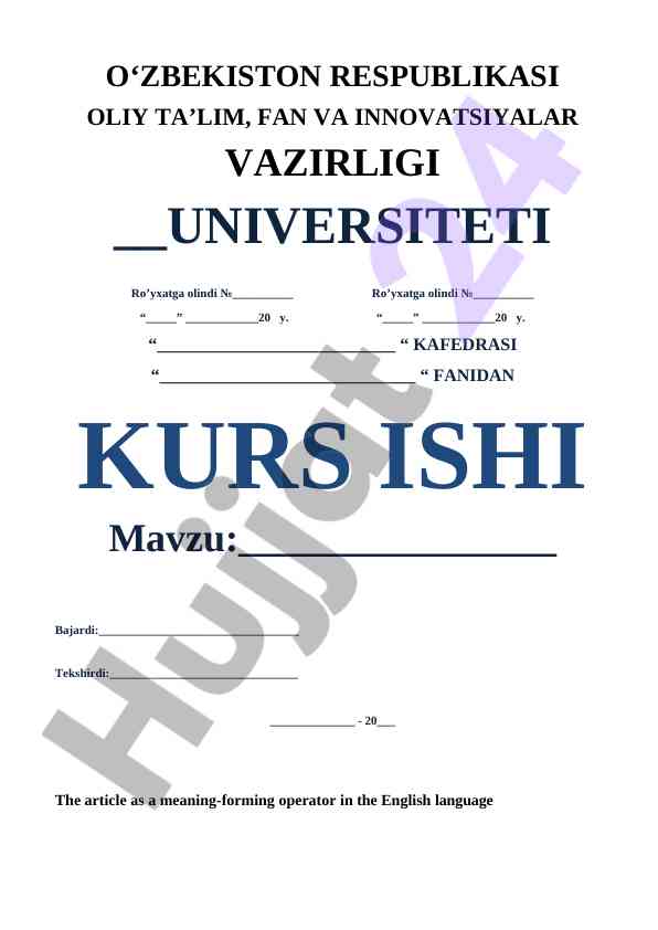Ingliz Tilida Ma’no Tuzuvchi Operator