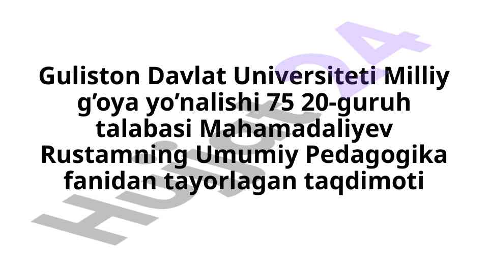 Umumiy pedagogika fanidan taqdimotning natijalari