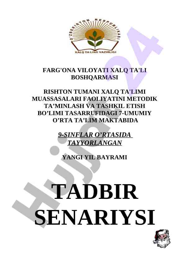 Yangi yil bayrami tadbir senariysi 2015