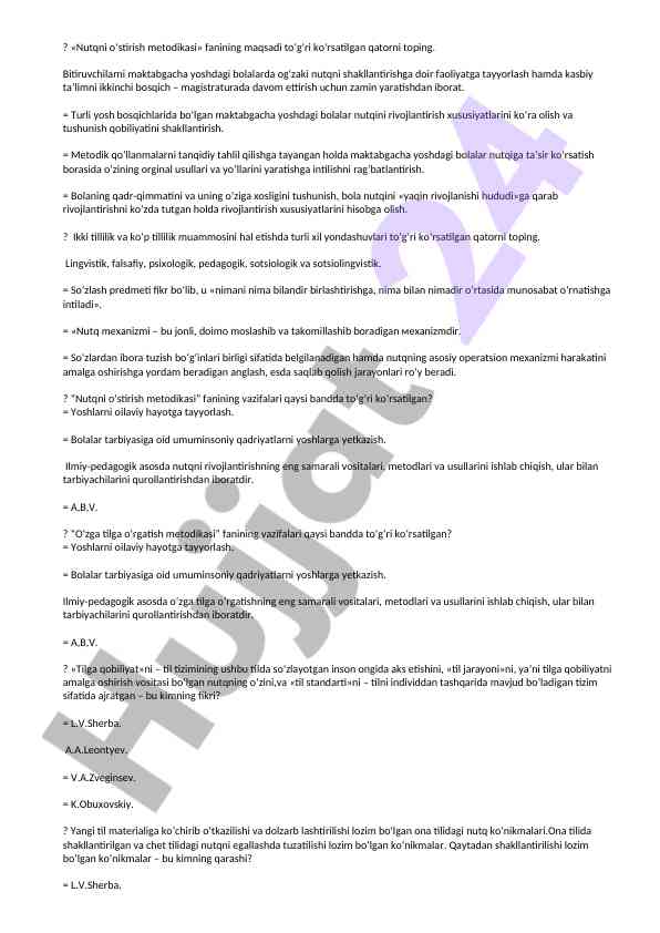 Nutqni o‘stirish metodikasi asoslari