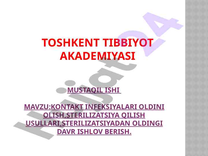 Kontakt infektsiyalar oldini olish usullari