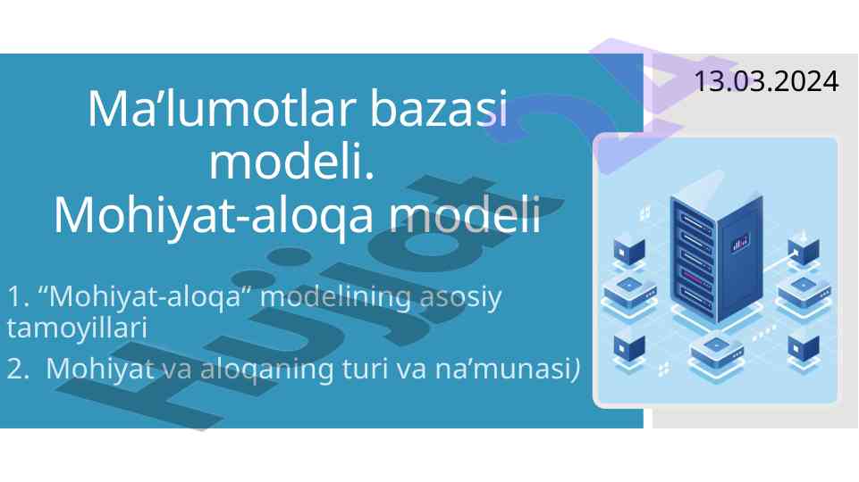Ma’lumotlar bazasi modeli: mohiyat-aloqa modeli